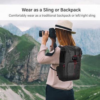 Deco Gear DSLR Camera Backpack, Customizable Compartments for Cameras, Lenses, Accessories & Laptop, Weather Protective, Perfect for Canon Nikon & Sony Photographers (Can Also Turn Into Sling Bag)