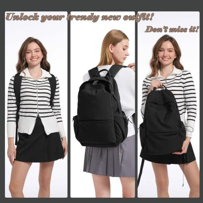 YGR Laptop Backpack for Women and Men, Waterproof Lightweight Travel Daily Rucksack Casual 15.6 inches Computer Bags for College, Black - color: Black