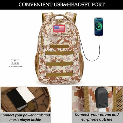 4land Camo Backpack for Boys,Army Boys Backpacks for Elementary Middle School Military,Camouflage Bookbag 40L - color: A-de
