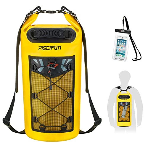 Piscifun Dry Bag, Waterproof Floating Backpack 10L/20L/30L/40L - color: Yellow, style: 30l