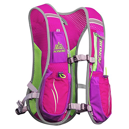 AONIJIE Hydration Vest Pack Backpack 5L 5.5L Marathoner Running Vest Race Hydration for Women and Men Trail Run Hiking Jogging - color: Red