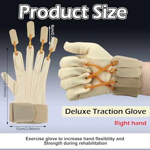 Cuffbow Deluxe Traction Exercise Glove Finger Flexion Exercise Glove for Handed Rehabilitation Increasing Strength Flexion of Joints and Fingers, Hand Exerciser, Small/Medium(Right) - color: Right