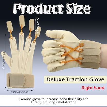 Cuffbow Deluxe Traction Exercise Glove Finger Flexion Exercise Glove for Handed Rehabilitation Increasing Strength Flexion of Joints and Fingers, Hand Exerciser, Small/Medium(Right) - color: Right