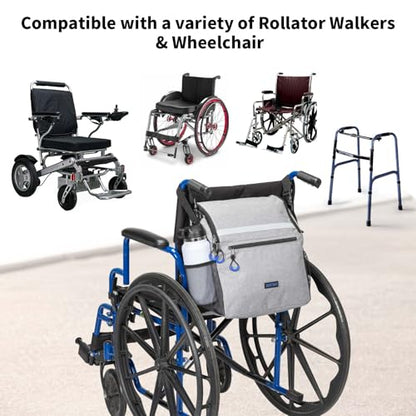ZHCHG Wheelchair Bags, Wheelchair Backpack with Cup Holder, Wheelchair Bags to Hang on Back, Electric Wheel Chair Accessories, Large Storage Bag for Walker Rollator- Gray - style: Gray