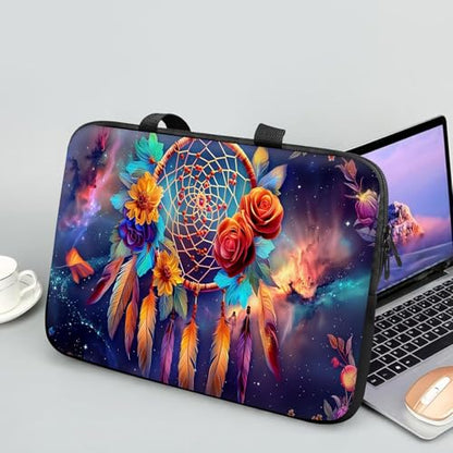 14 15 15.4 15.6 inch Laptop Handle Bag Computer Bag, Pouch Holder Notebook Sleeve Cover Soft Case Compatible for Dell,Lenovo,Toshiba HP, Asus Notebook-Glowing Dream Catcher - color: Glowing Dream Catcher