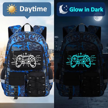 School Backpack for Boys - Gamer Boys Backpacks for Kids Teens Elementary Middle High School,18″ Large Capacity Students Bookbag with Usb Charging Port - color: Game002-only