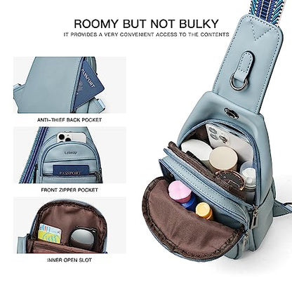 LATMAP 7L Sling Bag For Women Faux Leather Anti Theft Small Casual Daypack Backpack Fanny Pack Crossbody Chest Bags Purse Waterproof Light Blue - color: 7l-light Blue
