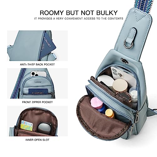 LATMAP 7L Sling Bag For Women Faux Leather Anti Theft Small Casual Daypack Backpack Fanny Pack Crossbody Chest Bags Purse Waterproof Light Blue - color: 7l-light Blue