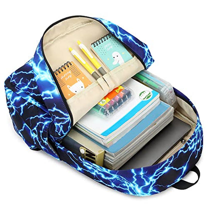 Backpack for Boys Elementary Bookbags Durable Lightweight Teenager Student School Bags Travel Waterproof (1-Blue Lightning) - color: 1-blue Lightning