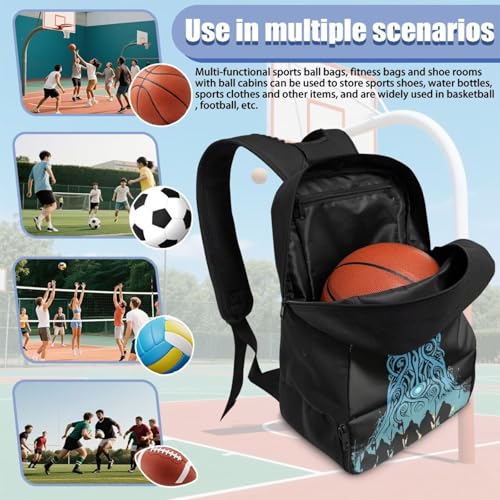 Basketball Backpack With Separate Ball Compartment And Shoes Fit Basketball Volleyball Football - color: Viking style Tree