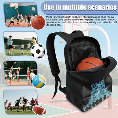 Basketball Backpack With Separate Ball Compartment And Shoes Fit Basketball Volleyball Football - color: Viking style Tree