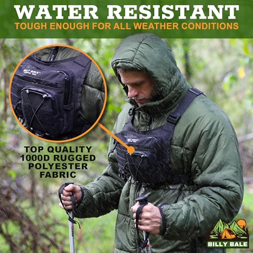 Billy Bale Sports Chest Bag – Lightweight, Outdoor Water-Resistant Adjustable EDC Front Tactical Pack for Hunting, Hiking, Running, Cycling, Travel - Compact & Durable Vest For Men & Women