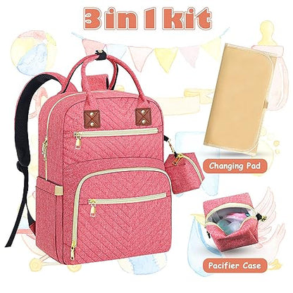 Tenot Baby Diaper Bag Backpack, Travel Diaper Bags for Babys Girl Boy Large Capacity Baby Bag Backpack for Women Pink - color: Pink