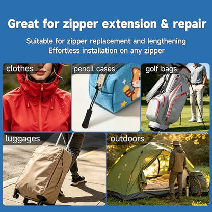 100PCS Zipper Pull Replacement, Black Removable Zipper Pulls Tabs with Storage Case, Universal Broken Zippers Pull Replacement for Jacket, Backpack, Luggage, Suitcase, Purse Repair Kit (Black)