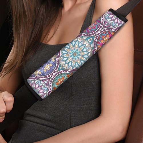 Art Mandala Seat Belt Covers for Women Men, Soft and Comfortable Shoulder Strap Pads for Adults Universal Car Interior Decor Accessories,Pack of 2 - color: Art Mandala