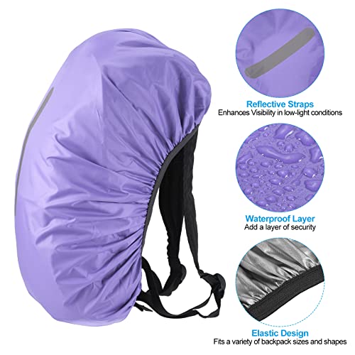 PATIKIL Waterproof Backpack Rain Cover, Non-Slip Backpack Cover with Vertical Reflective Strap Stay Dry for Hiking, Camping, Hunting - color: Purple, size: X-Small