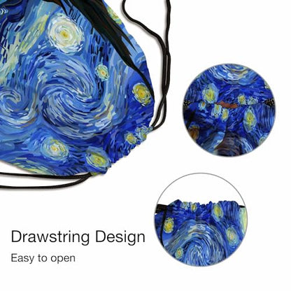 Gym Backpack Starry Night A Million Lights In The Distant Mountains and Near Drawstring Backpack for Dance Gym Sports Soccer Basketball Running 14x16.9 Inch - color: Starry Night