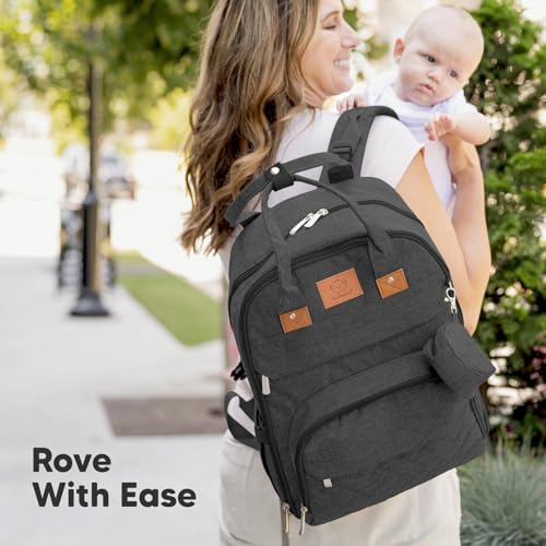 KeaBabies Diaper Bag Backpack - Large Baby Diaper Bag with Changing Pad, Baby Boy, Girl, Travel Backpack for Mom and Dad, Waterproof, Multi Function Durable (Charcoal) - color: Charcoal
