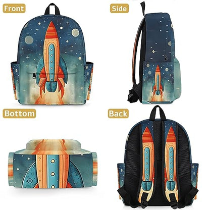 Space Rocket Kids Backpack for Boys Girls Galaxy Planet Preschool Toddler Backpack Kindergarten Nursery Bookbag Travel Children Lightweight School Bag - color: Rocket