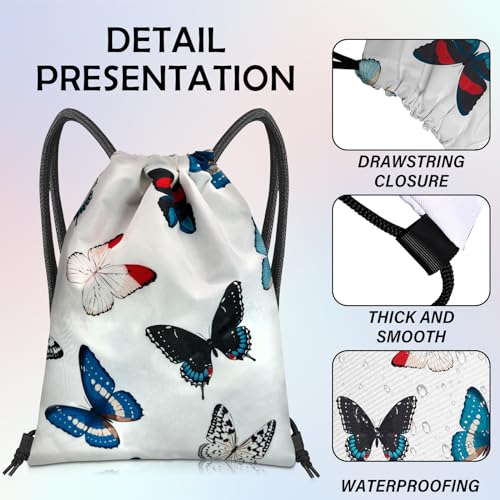 Drawstring Backpack Draw String Bag Sports Gym Bags Waterproof Cute Aesthetic Sackpack for Unisex Women Sports Beach Travel(13"×17")-Butterfly - color: Z1-butterfly