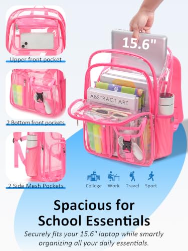 Clear Backpack for School, 17" Heavy Duty Double-Layer Clear Bookbag - color: Peach-17″, size: Medium