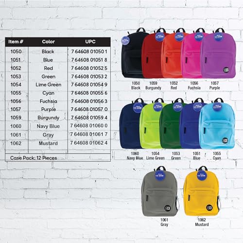 BAZIC 1056 Classic Backpack, Fuchsia, 17" - color: Fuchsia, size: 17"