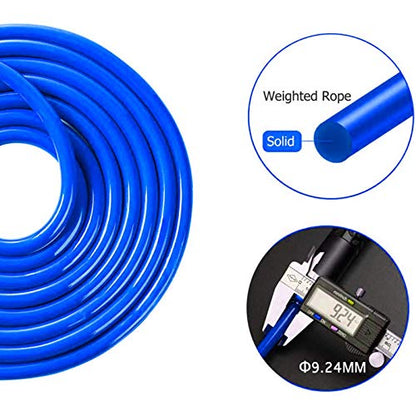 Redify Weighted Jump Rope for Workout Fitness(1LB), Tangle-Free Ball Bearing Rapid Speed Skipping Rope for MMA Boxing Weight-loss,Aluminum Handle Adjustable Length 9MM Fabric Cotton+9MM Solid PVC Rope - color: Blue