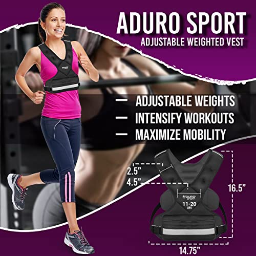 "Aduro Sport Adjustable Weighted Vest Workout Equipment, 4-10lbs/11-20lbs/20-32lbs/26-46lbs Body Weight Vest for Men, Women, Kids" - style: 11-20 Pounds (4.98KG-9.07KG)
