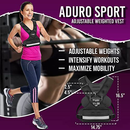 "Aduro Sport Adjustable Weighted Vest Workout Equipment, 4-10lbs/11-20lbs/20-32lbs/26-46lbs Body Weight Vest for Men, Women, Kids" - style: 11-20 Pounds (4.98KG-9.07KG)