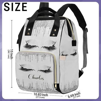 Newcos Personalized Eyelashes Diaper Backpack with Name, Mommy Custom Baby Bag with Shoulder Straps Tote Bags Custom Diaper Bags for Girls - color: Design 001