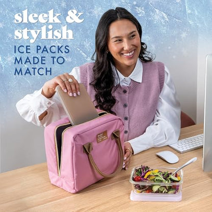 Cool Coolers by Fit & Fresh 4 Pack XL Slim Ice Packs, Quick Freeze Space Saving Reusable Ice Packs for Lunch Boxes or Coolers - color: Multi Pastel (4 Pack)