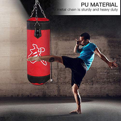 Bnineteenteam Workout Exercise Sandbags, Heavy Duty Fitness Sandbag Empty Sandbags Filler Bag Kick Punching Sand Bag Training Bag for Boxing Karate Punching(60CM-red)