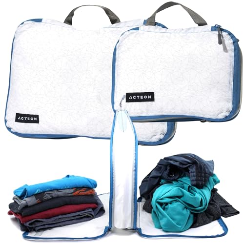 Acteon Compression Packing Cubes - 2 Pack Clean Dirty Separate Zipper - Lightweight Travel Packing Cubes for Luggage - Suitcase Organizer Travel Cubes - Large Small Laundry for Clothes Shoes Makeup - color: Concourse