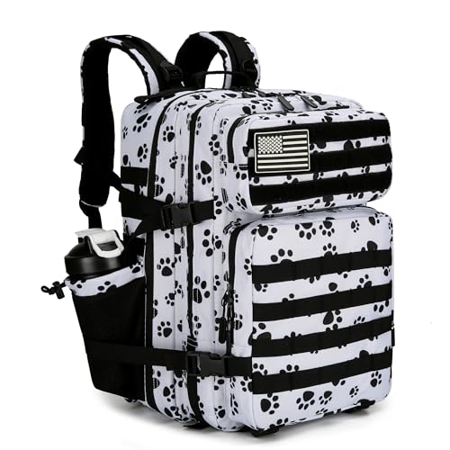 Military 45L Tactical Assault Backpack 3 day assault pack with Molle Waterproof backpack Rucksack for Tactical Backpacks - color: Blackcatpaw