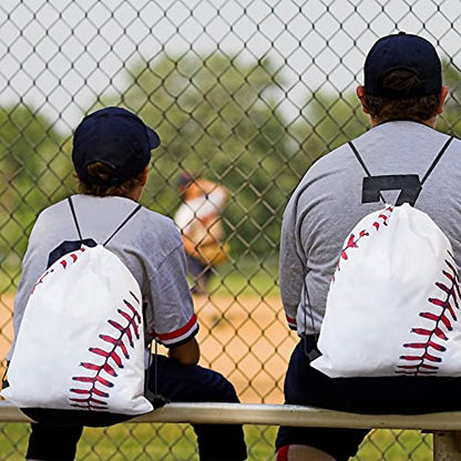 Frienda Baseball Drawstring Backpack Bag Baseball Drawstring Party Favor Bags for Gym Sports Teams(60 Pieces)