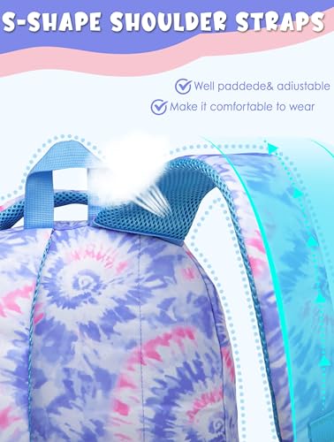 BLUEFAIRY Kids Backpack for Girls Elementary Primary Middle School Bags for Aged 8-10 for Teens Childs Bookbags Lightweight Cute Mochilas para Niñas Tie-dye Violet - color: Light Violet