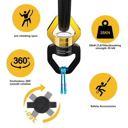 Swing Swivel, 35KN Safety Rotational Device, Swing Spinner for Web Tree Swing, Aerial Dance, Children's Swing, Hanging Hammock Black-Gold - style: Black Gold-1 Pack