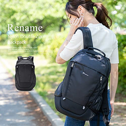 Rename Nylon Double Zip Backpack, Backpack, Men's, Simple, Black - color: Black