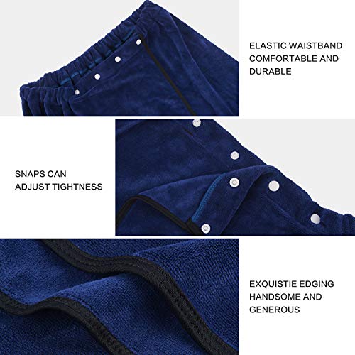 SINLAND Microfiber Men’s Bath Wrap Spa Sauna Wrap Around Towel Bath Towels with Adjustable Snap on Closure Suitablefor Shower Spa Sauna 24inch x 63inch Navy Blue - color: Navy Blue