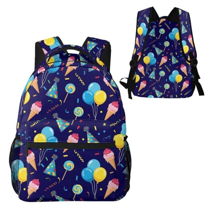 Water Resistant Hiking Backpack Happy Birthday Party, Outdoor Sports Daypack with Side Water Bottle Pocket for Travel and Beach - color: Pattern (259)