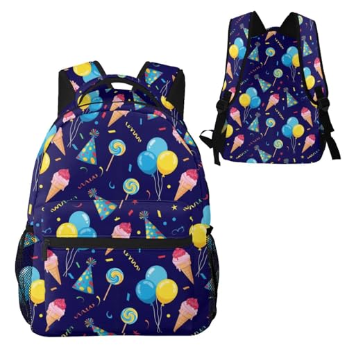 Water Resistant Hiking Backpack Happy Birthday Party, Outdoor Sports Daypack with Side Water Bottle Pocket for Travel and Beach - color: Pattern (259)