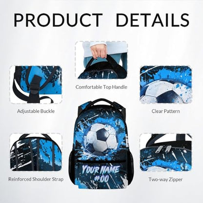 COZYAURA Kids Backpack - Personalized Soccer Backpacks Set for Boys Girls - School Bookbag with Lunch Box - Sport Themed Book Bag for Elementary Middle School - color: Style-1