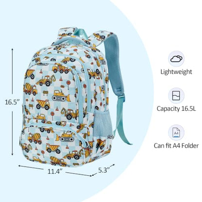 abshoo Lightweight Kids Backpack For Boys Bookbag (Excavator Checkered) | Multi-pocket,Front chest buckle,Reflective strip, Breathable widened strap, Elementary Kindergarten School Bags - color: Excavator Checkered