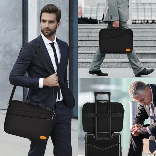 bagasin 15 15.6 16 inch Laptop Computer PC Shoulder Bag Carrying Case, Water-Repellent Fabric Briefcase, Lightweight Toploader, Business Casual or School - color: Black, size: 15-16