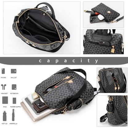 Womens Backpack Purse Leather Anti-theft Large Fashion Designer Travel Backpack Bag Men's Backpack Shoulder Bags - color: C-black