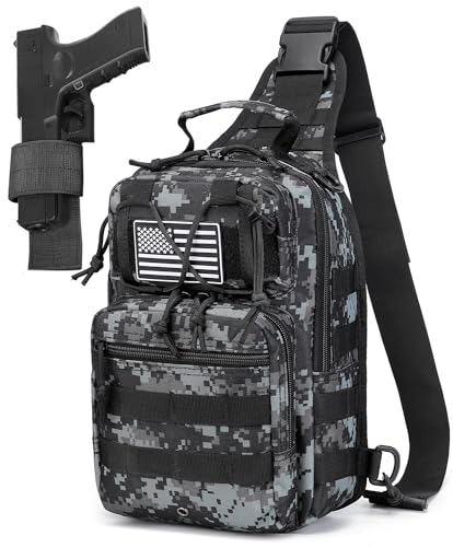 Tactical Sling Backpack Military Crossbody Bag Pack for Mens One Shoulder Holster Sling Bag 10L - color: Digital Blackcamo