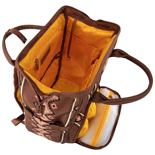 Wrangler Aztec Backpack Organized Daypack Travel Baby Bag with Stroller Strap and Side Bottle Pockets WG2204-9110CM - color: Angel Camel