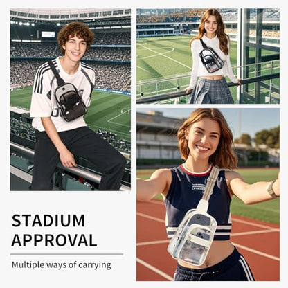 MOONBABY Clear Bag for Stadium Events, Clear Backpack Purse for Women Waterproof TPU Crossbody Fanny Pack | for Stadium Events - color: Semi Black