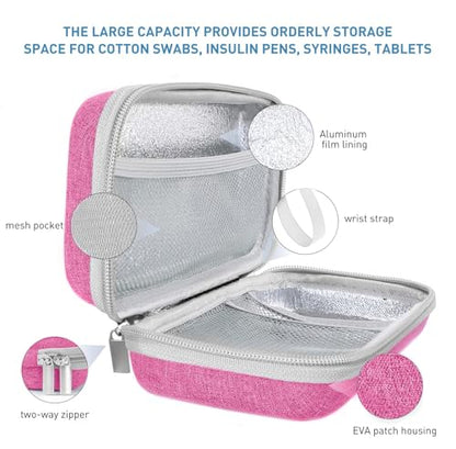 suzamed Insulin Cooler Travel Case,EVA Insulation Travel Medicine Kit with 2 Ice Packs for Diabetes Care,Insulin Pen and Other Diabetic Supplies (Pink) - color: Pink