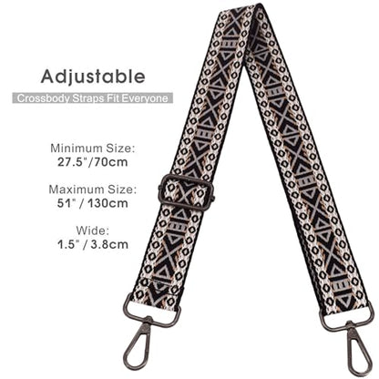 Replacement Purse Strap Shoulder Strap Adjustable Crossbody Strap for Women Crossbody Wide Shoulder Bag - color: Black Diamond-Black Metal